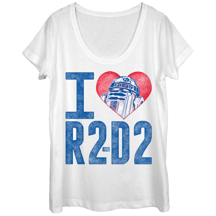 fifth sun Women's Star Wars I Love R2-D2 Scoop Neck