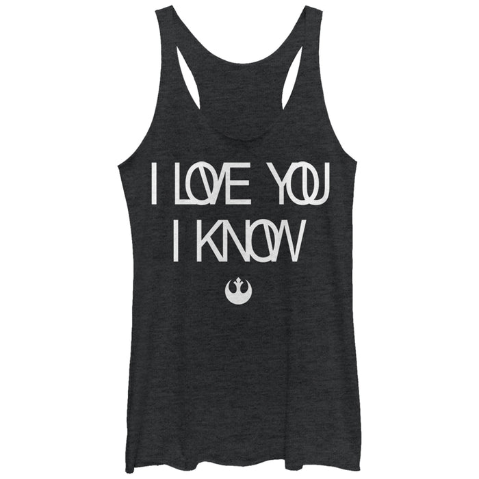 fifth sun Women's Star Wars Love You I Know Rebel Symbol Racerback Tank Top