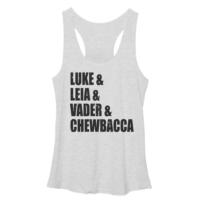 fifth sun Women's Star Wars Luke Leia Vader Chewbacca Racerback Tank Top