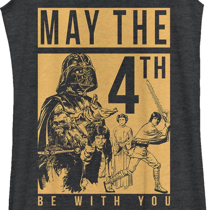 Fifth Sun Women's Star Wars May The Fourth Two Tone Box Racerback Tank Top