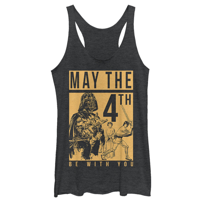 fifth sun Women's Star Wars May the Fourth Two Tone Box Racerback Tank Top