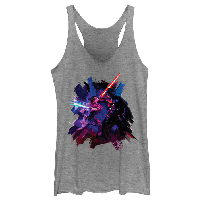 fifth sun Women's Star Wars: Obi-Wan Kenobi Darth Vader and Obi-Wan Kenobi Battle Paint Racerback Tank Top