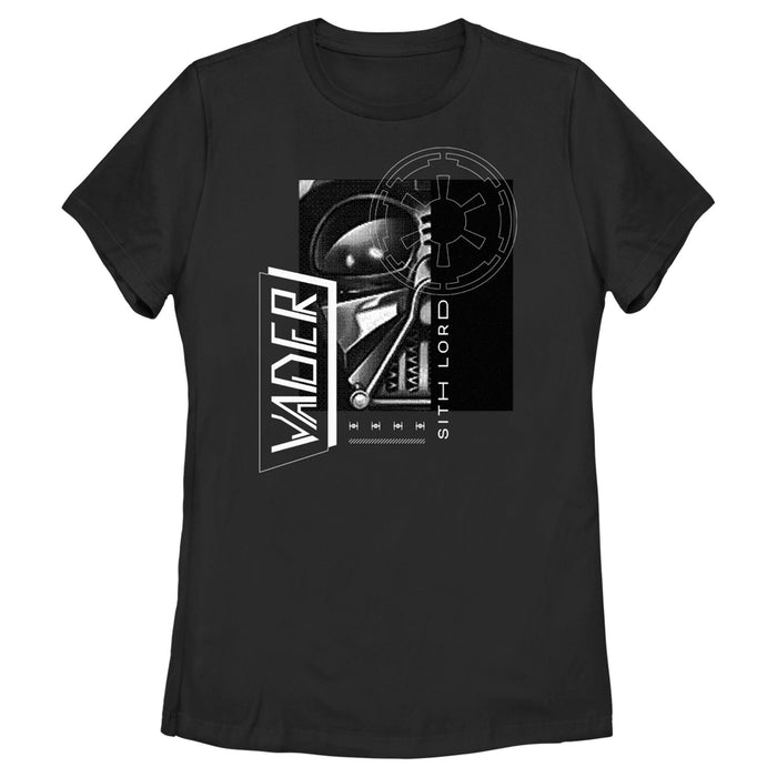 fifth sun Women's Star Wars: Obi-Wan Kenobi Darth Vader Grayscale Portrait with Empire Logo T-Shirt