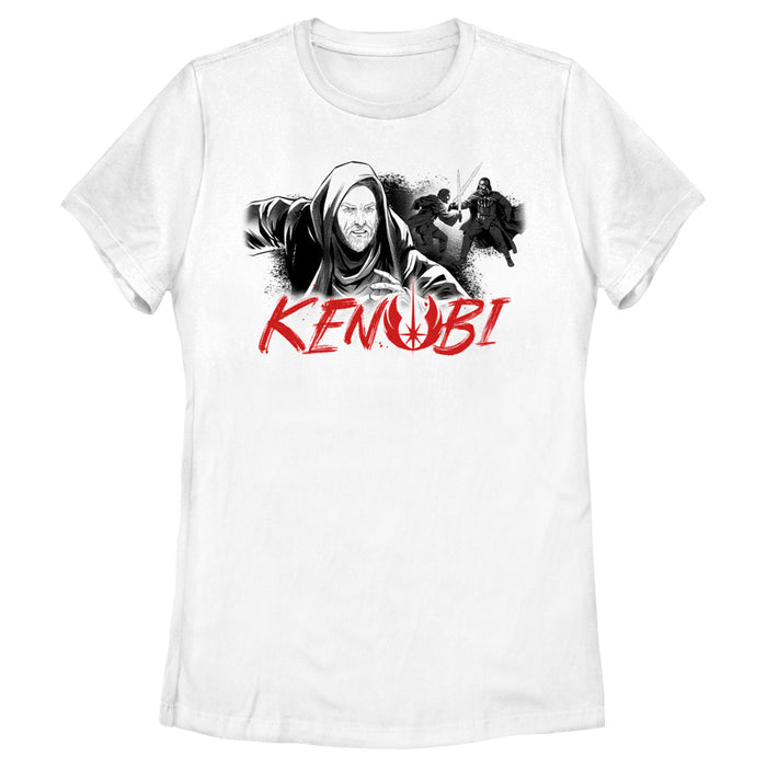 fifth sun Women's Star Wars: Obi-Wan Kenobi Darth Vader vs Kenobi Grayscale Cartoon T-Shirt