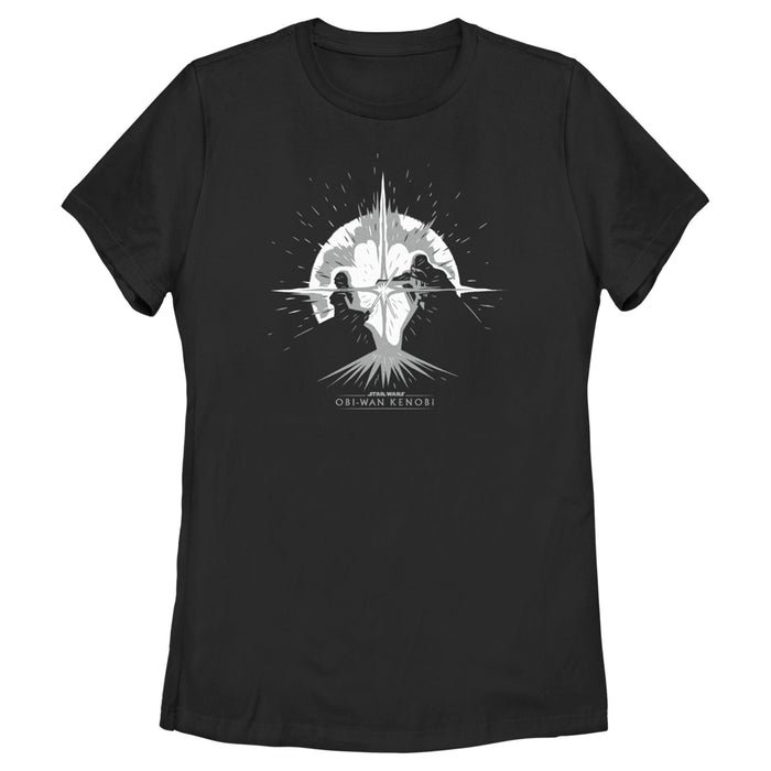 fifth sun Women's Star Wars: Obi-Wan Kenobi Darth Vader vs Kenobi Silhouette Lightsaber Explosion T-Shirt