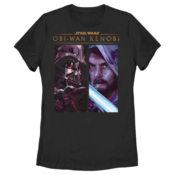 fifth sun Women's Star Wars: Obi-Wan Kenobi Darth Vader vs Kenobi Artistic Panel Portrait T-Shirt