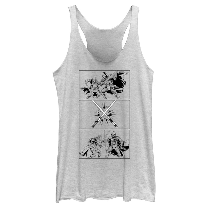 fifth sun Women's Star Wars: Obi-Wan Kenobi Darth Vader vs Kenobi Sketch Panel Battle Racerback Tank Top