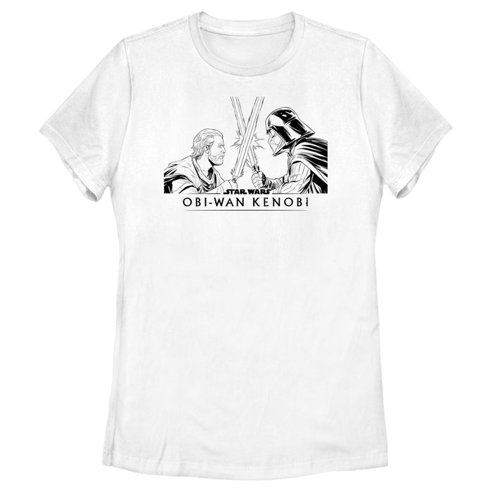 fifth sun Women's Star Wars: Obi-Wan Kenobi Darth Vader vs Kenobi Sketch Lightsaber Duel T-Shirt