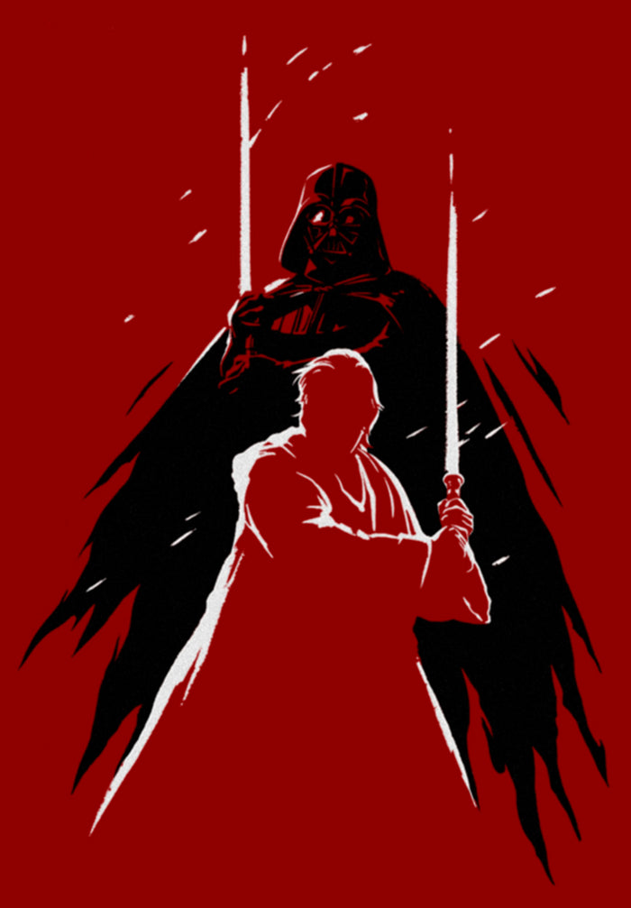 Fifth Sun Women's Star Wars: Obi-Wan Kenobi Darth Vader Vs Kenobi Silhouette Lightsaber Battle T-Shirt