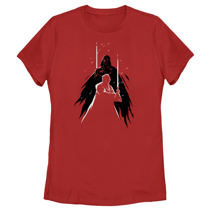 fifth sun Women's Star Wars: Obi-Wan Kenobi Darth Vader vs Kenobi Silhouette Lightsaber Battle T-Shirt