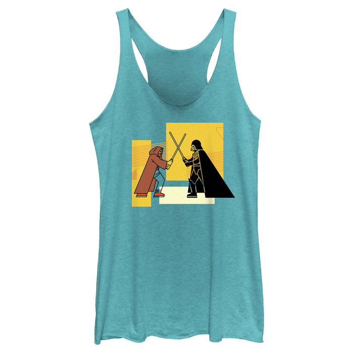 fifth sun Women's Star Wars: Obi-Wan Kenobi Darth Vader Vs. Obi-Wan Kenobi Color Block Racerback Tank Top