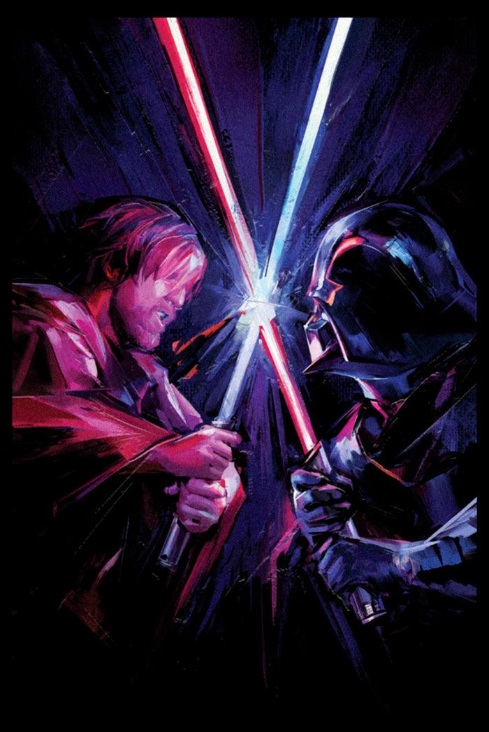 Fifth Sun Women's Star Wars: Obi-Wan Kenobi Vader Vs Kenobi Artistic Lightsaber Duel T-Shirt