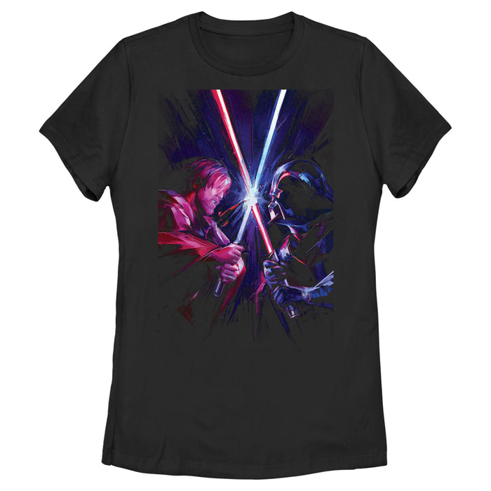 fifth sun Women's Star Wars: Obi-Wan Kenobi Vader vs Kenobi Artistic Lightsaber Duel T-Shirt
