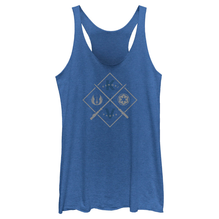 fifth sun Women's Star Wars: Obi-Wan Kenobi Vader vs Kenobi Crossed Lightsabers Racerback Tank Top