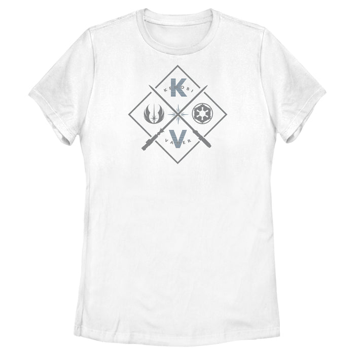 fifth sun Women's Star Wars: Obi-Wan Kenobi Vader vs Kenobi Crossed Lightsabers T-Shirt