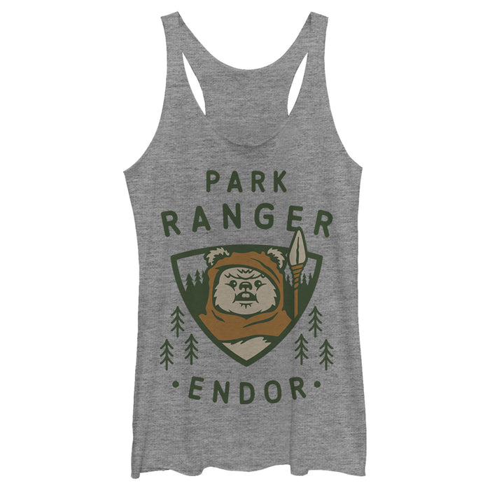 fifth sun Women's Star Wars Park Ranger Endor Ewok Badge Racerback Tank Top