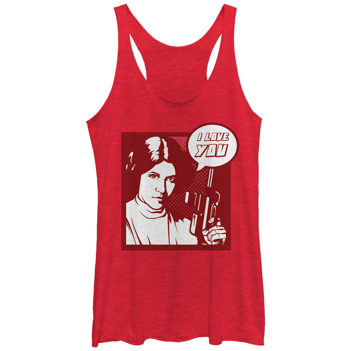 fifth sun Women's Star Wars Pop Art Princess Leia I Love You Racerback Tank Top