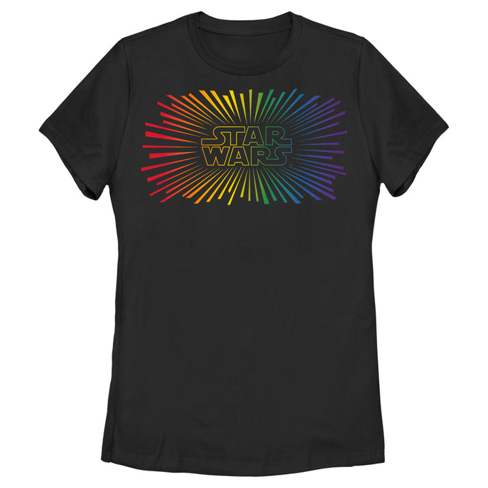 fifth sun Women's Star Wars Pride Rainbow Rays Logo T-Shirt