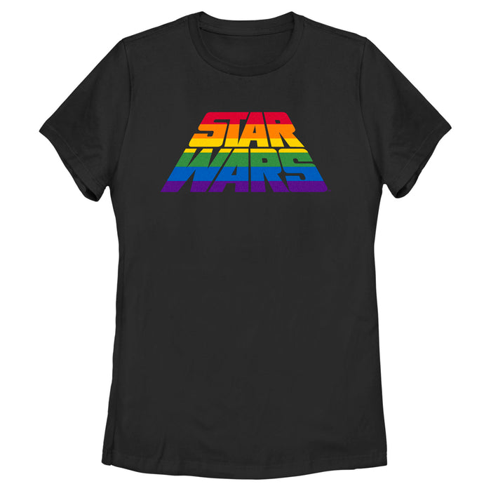 fifth sun Women's Star Wars Pride Stripe Perspective Rainbow Logo T-Shirt