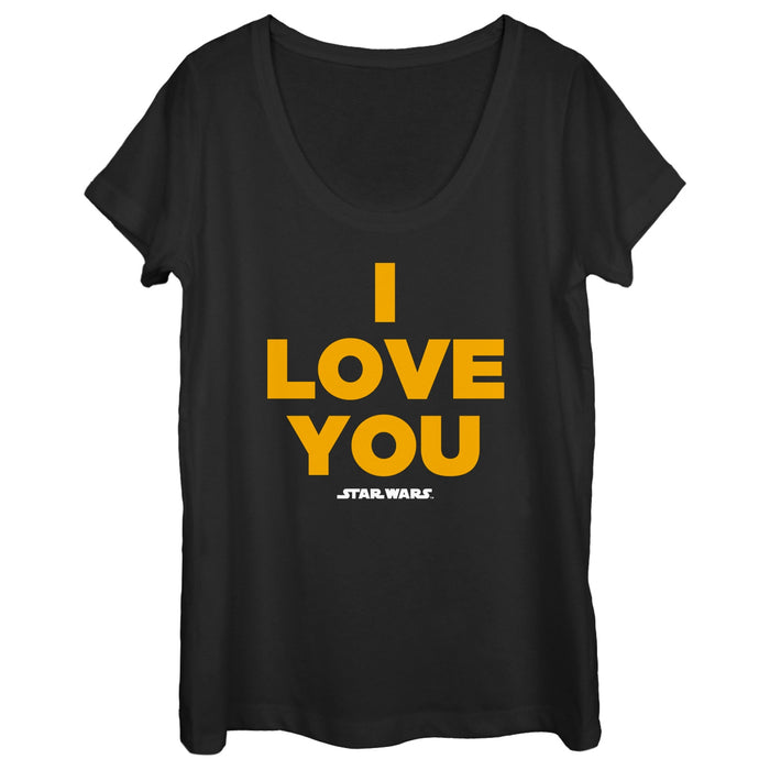 fifth sun Women's Star Wars Princess Leia I Love You Scoop Neck