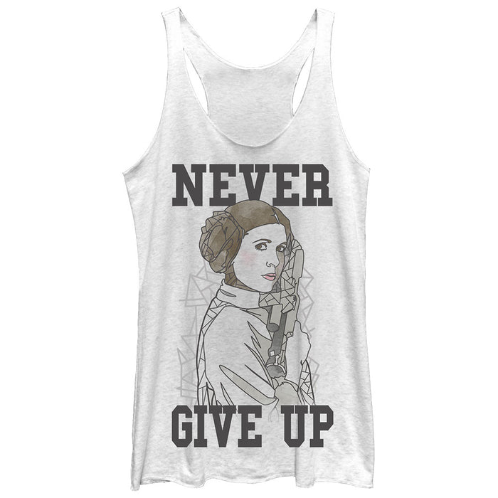 fifth sun Women's Star Wars Princess Leia Never Give Up Racerback Tank Top