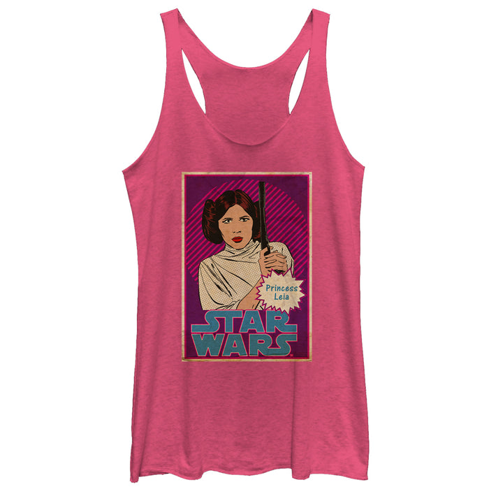 fifth sun Women's Star Wars Princess Leia Trading Card Racerback Tank Top