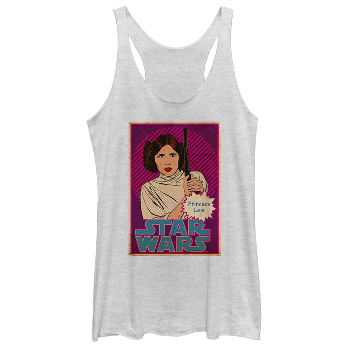 fifth sun Women's Star Wars Princess Leia Trading Card Racerback Tank Top
