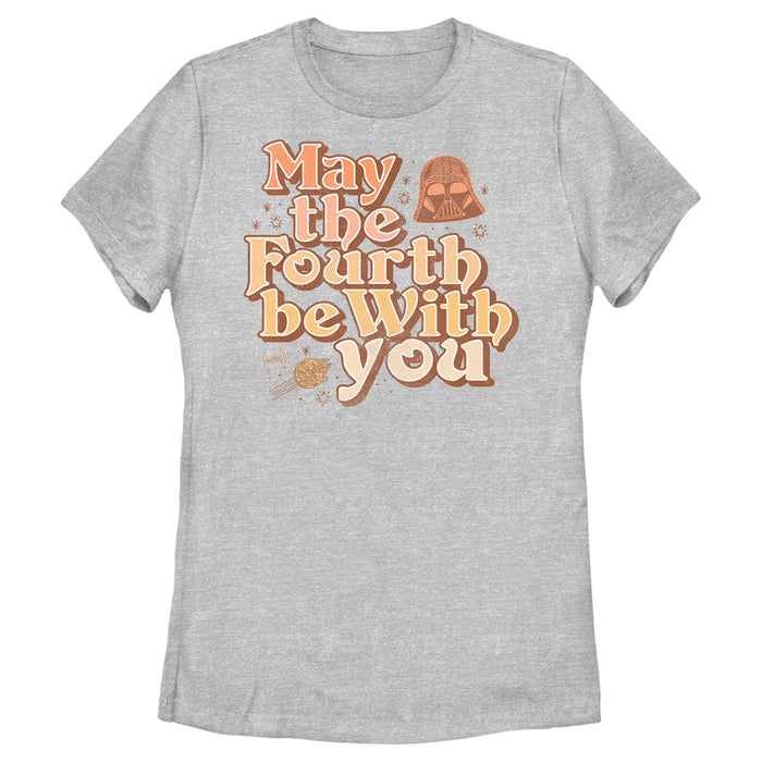 fifth sun Women's Star Wars Retro Darth Vader May the Fourth Be With You T-Shirt