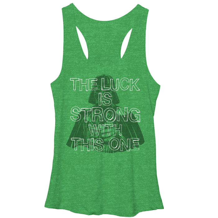 fifth sun Women's Star Wars St. Patrick's Darth Vader Luck is Strong Racerback Tank Top