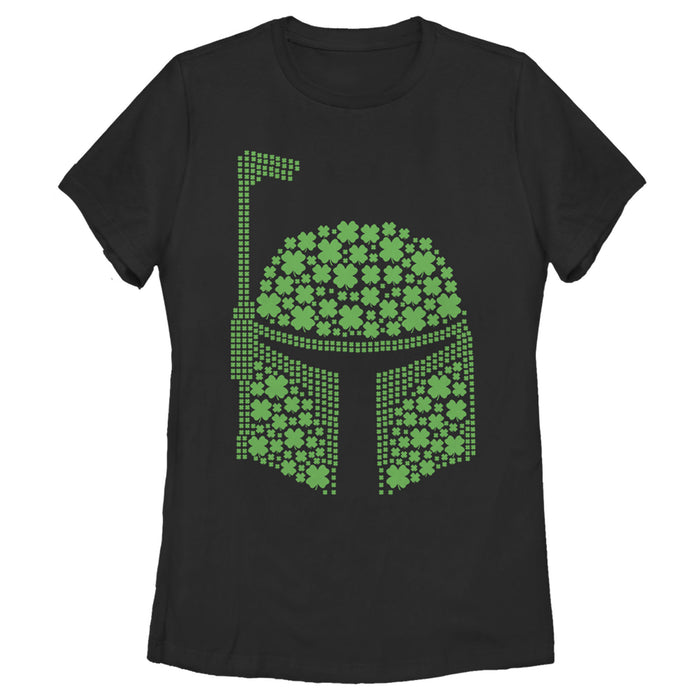 fifth sun Women's Star Wars St. Patrick's Day Boba Fett Clover Helmet T-Shirt