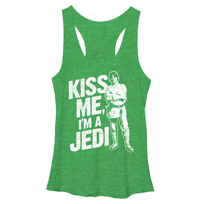 fifth sun Women's Star Wars St. Patrick's Day Kiss Me I'm a Jedi Racerback Tank Top