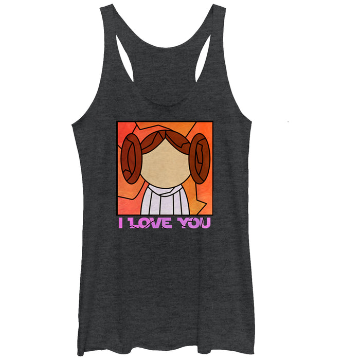 fifth sun Women's Star Wars Stained Glass Leia I Love You Racerback Tank Top