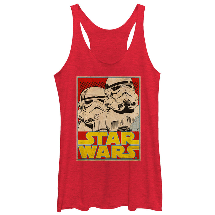 fifth sun Women's Star Wars Stormtrooper Trading Card Racerback Tank Top