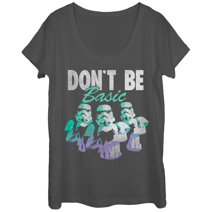 fifth sun Women's Star Wars Stormtroopers Don't Be Basic Scoop Neck