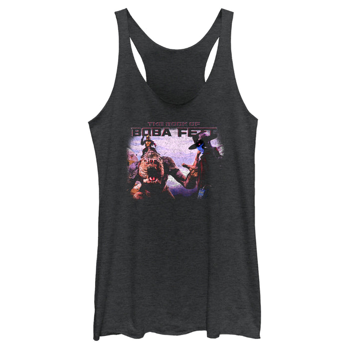 fifth sun Women's Star Wars: The Book of Boba Fett Cad Bane Rancor and Boba Standoff Racerback Tank Top