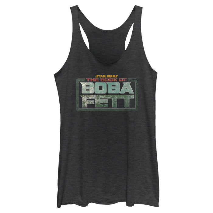 fifth sun Women's Star Wars: The Book of Boba Fett Distressed Logo Racerback Tank Top