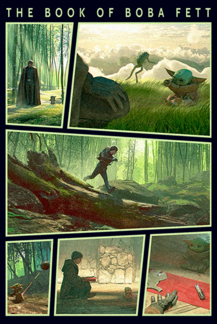 Fifth Sun Women's Star Wars: The Book Of Boba Fett Grogu Force Training With Luke Skywalker T-Shirt