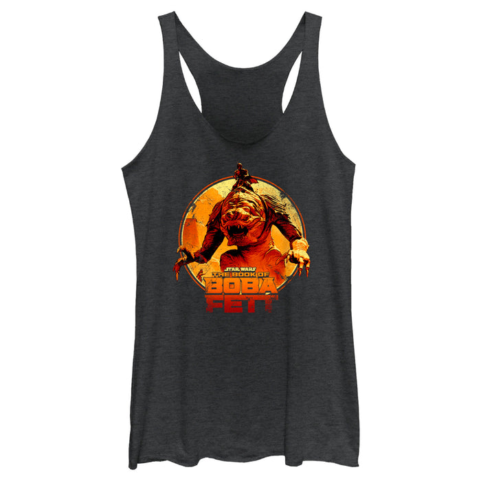 fifth sun Women's Star Wars: The Book of Boba Fett Riding the Rancor Racerback Tank Top
