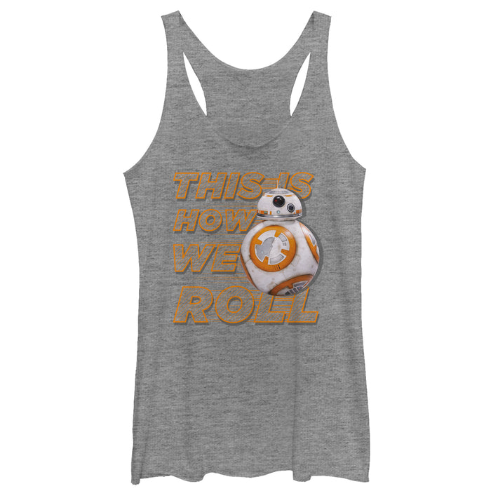 fifth sun Women's Star Wars The Force Awakens BB-8 This is How We Roll Racerback Tank Top