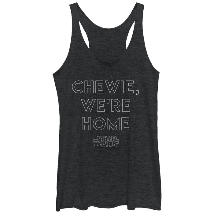 fifth sun Women's Star Wars The Force Awakens Chewie We're Home Racerback Tank Top