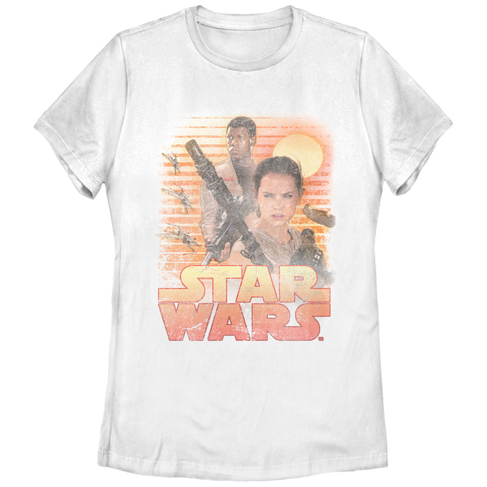 fifth sun Women's Star Wars The Force Awakens Classic Rey and Finn T-Shirt