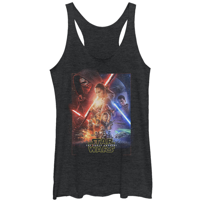 fifth sun Women's Star Wars The Force Awakens Movie Poster Racerback Tank Top