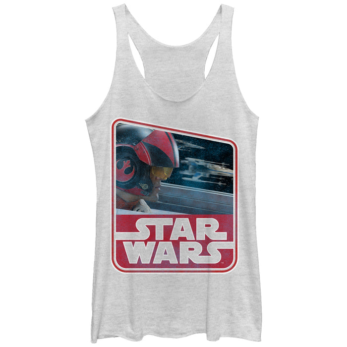 fifth sun Women's Star Wars The Force Awakens Retro Poe Dameron Racerback Tank Top