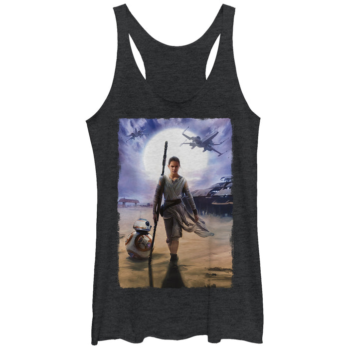 fifth sun Women's Star Wars The Force Awakens Rey on Jakku Racerback Tank Top
