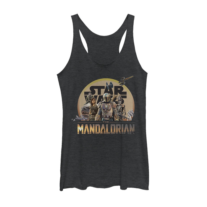 fifth sun Women's Star Wars: The Mandalorian Character Collage Racerback Tank Top