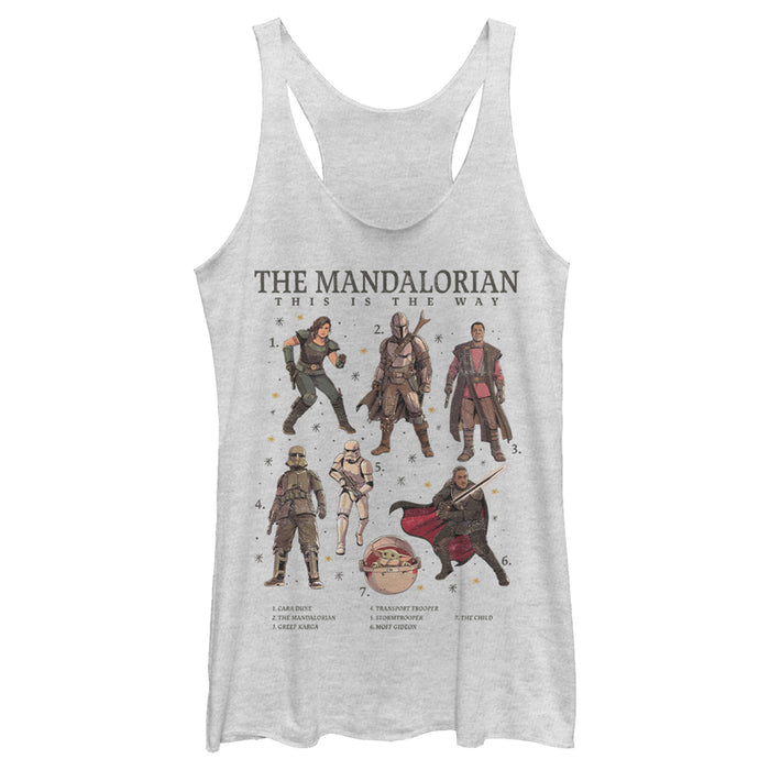 fifth sun Women's Star Wars: The Mandalorian Character Guidebook Racerback Tank Top