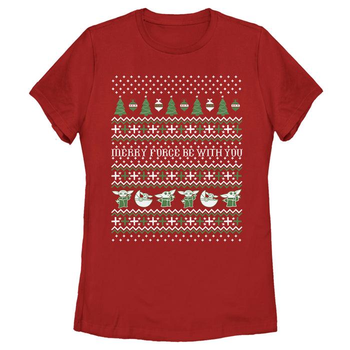 fifth sun Women's Star Wars: The Mandalorian Christmas The Child Ugly Force-mas T-Shirt