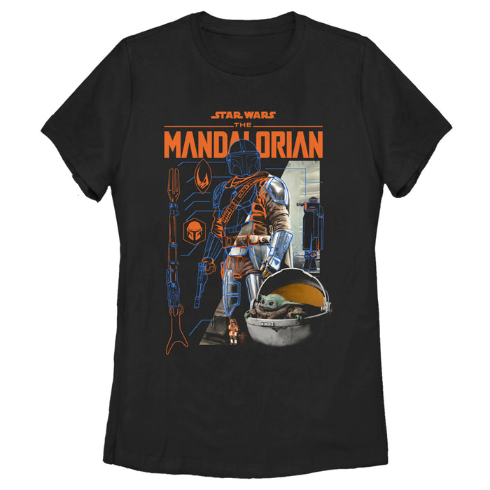 fifth sun Women's Star Wars: The Mandalorian Din Djarin Schematics T-Shirt