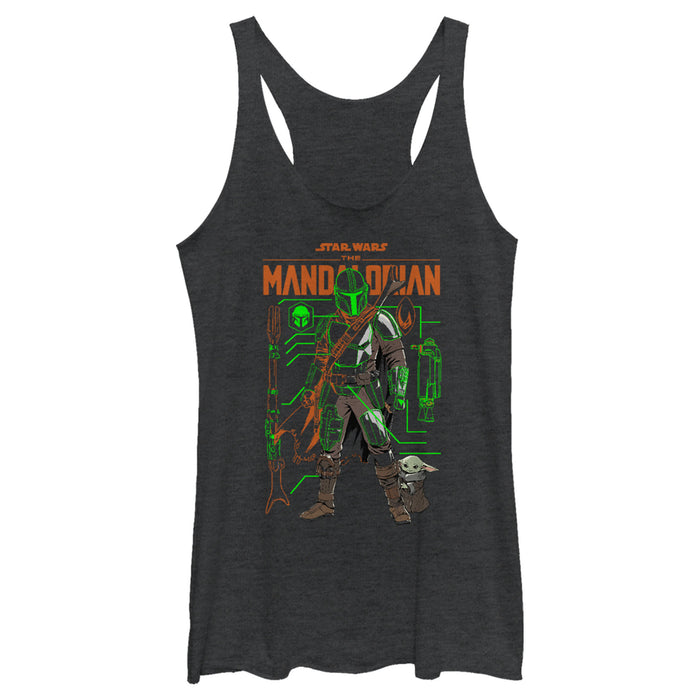 fifth sun Women's Star Wars: The Mandalorian Duo Schematics Racerback Tank Top