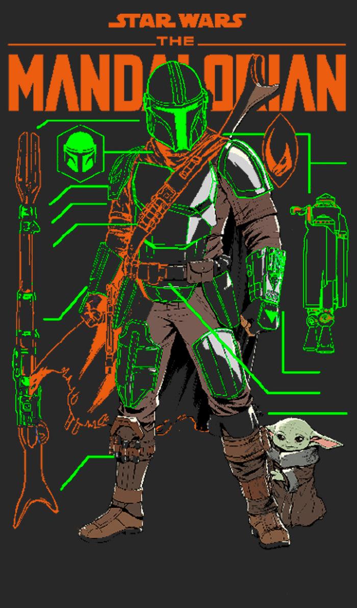 Fifth Sun Women's Star Wars: The Mandalorian Duo Schematics T-Shirt